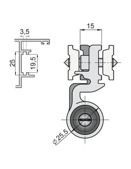 Paumelle pour porte Velox à clamer Velox top 2 lames 5524A - FAPIM