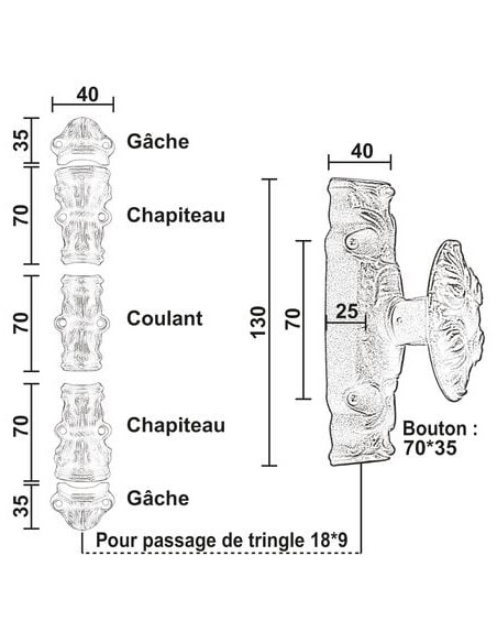 Crémone en applique de style Modèle A - ROLLINGER