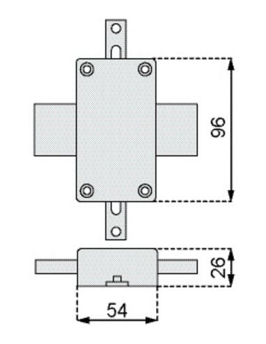 Paire de verrous intermédiaires Pêne de 110 mm...