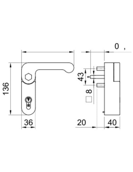 Module extérieur inox pour anti-panique THESIGN Manœuvre à la béquille - DOM