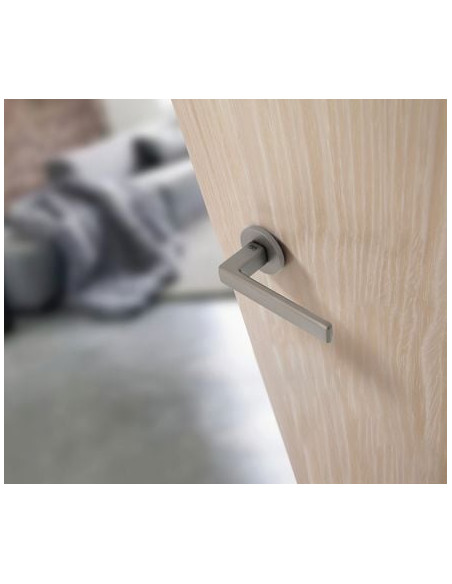 Béquille de porte chromé satiné sur rosace ronde - ENDEX