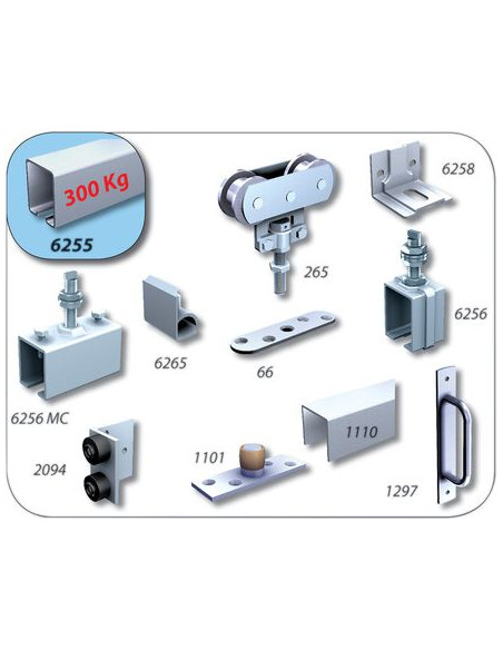 Kit garniture à déplacement droit pour porte 300 kg MANTION
