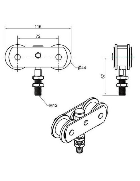 Monture pivotante 653A force 75 kg MANTION