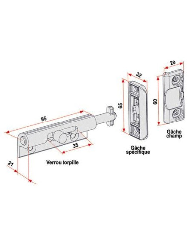 Verrou torpille pour volet coulissant BURGAUD