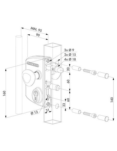 Serrure électrique en applique LOCINOX