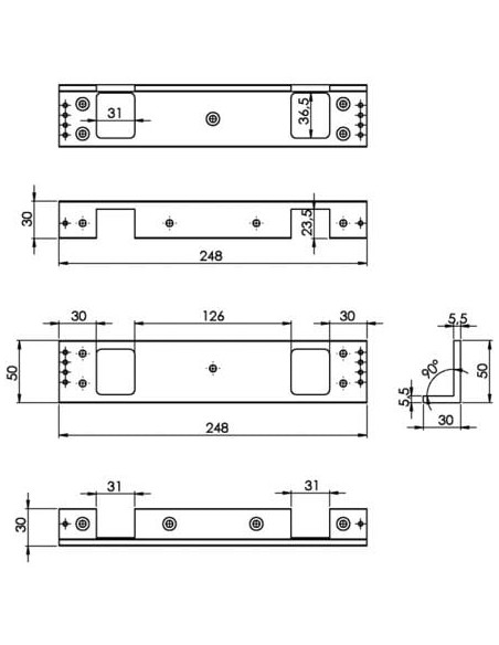 Équerre de fixation pour ventouse en applique En L 500 kg - CDVI