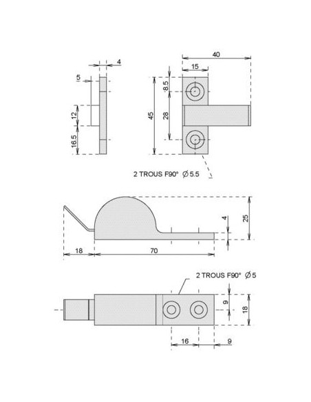 Ressort de renvoi pour gâche électrique en applique N°50 - BEUGNOT