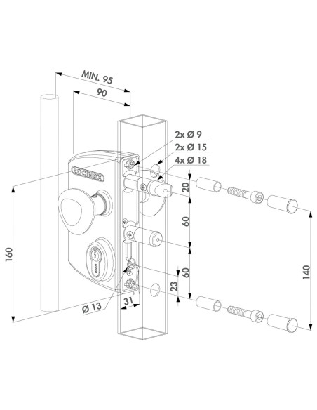 Serrure électrique en applique LOCINOX