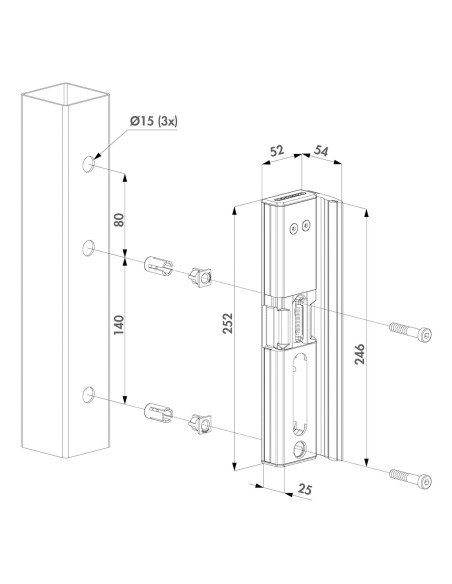 Gâche électrique Gâche électrique Modulec en applique pour serrures LAKQ - LOCINOX