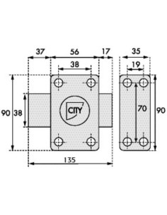 Verrou CITY 25 pêne rallongé Pêne de 135 mm centre -...
